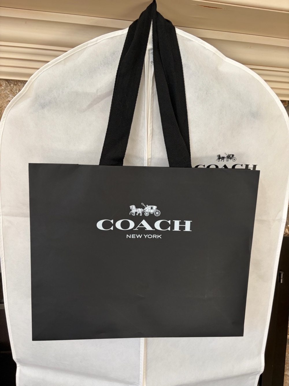 New Coach garment bag 23”x44” and shopping bag 13”x16”